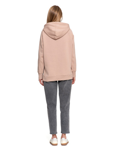Bluzy - Bluza damska dresowa bawełniana luźna ocieplana BEŻOWY - produkt 4