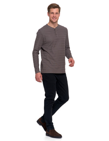 Koszulki, topy, koszule - Koszulka męska longsleeve bawełniany z guzikami SZARY - produkt 5