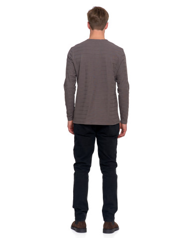 Koszulki, topy, koszule - Koszulka męska longsleeve bawełniany z guzikami SZARY - produkt 6