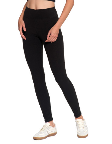 Legginsy - Legginsy damskie prążkowane z wysokim stanem CZARNY - produkt 6
