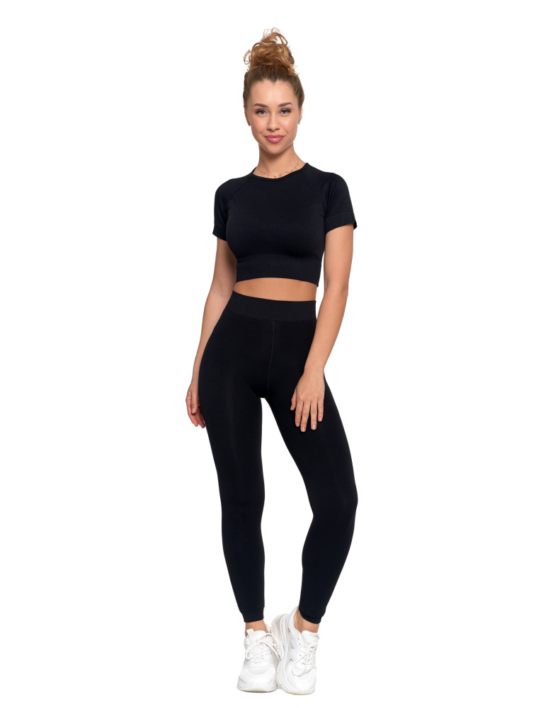 Legginsy - Damskie legginsy ocieplane z futerkiem i wysokim stanem CZARNY - produkt moraj.pl 1