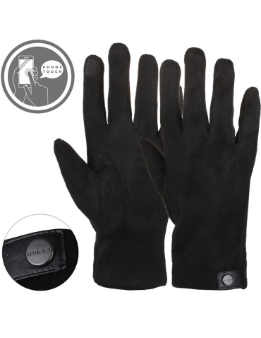 Rękawiczki - Rękawiczki męskie zamszowe eleganckie dotykowe CZARNY - produkt 1
