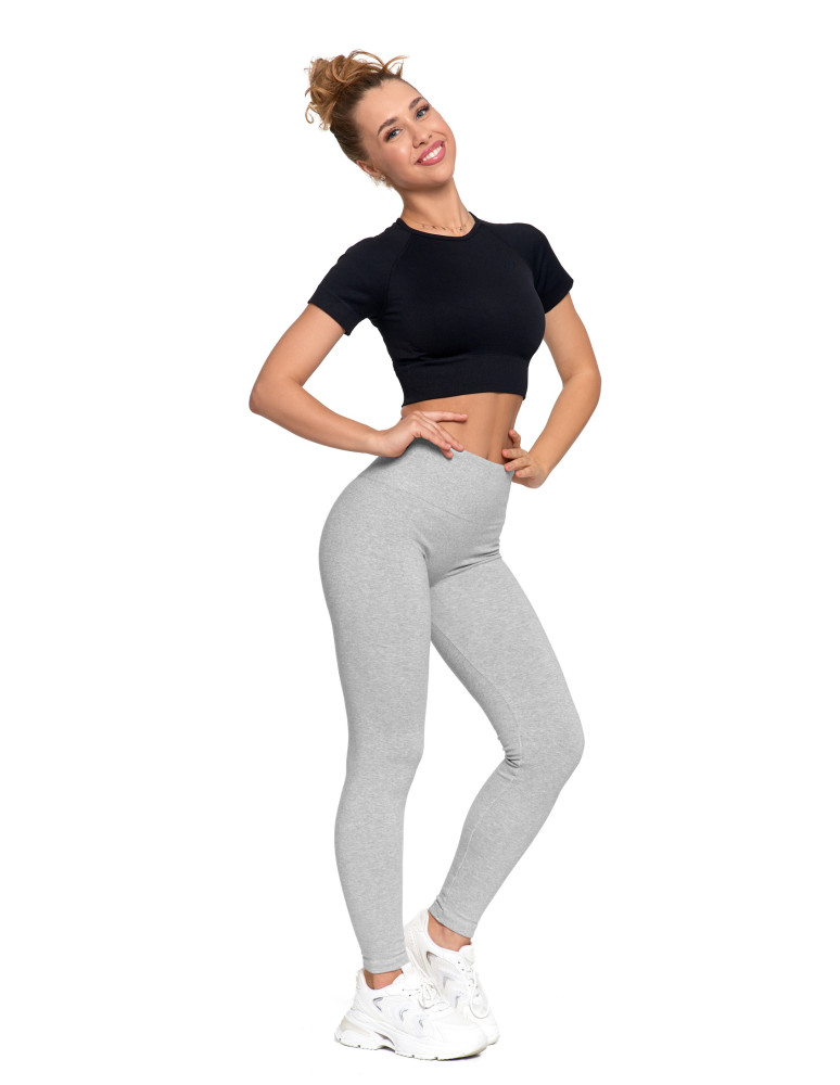 Legginsy - Legginsy damskie ocieplane z wysokim stanem i szerokim pasem SZARY - produkt moraj.pl 1