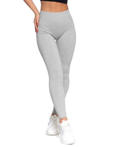 Legginsy - Legginsy damskie ocieplane z wysokim stanem i szerokim pasem SZARY - produkt 6