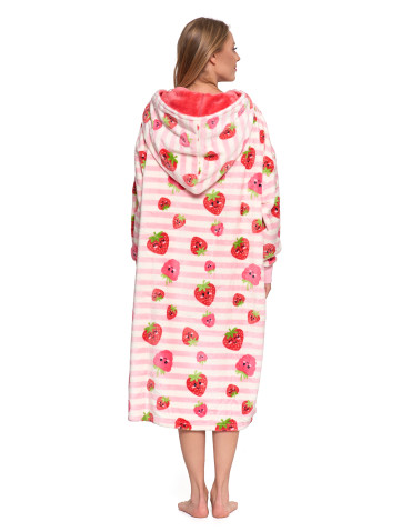 Kocobluzy - Kocobluza damska z kapturem i kieszenią w truskawkę RÓŻOWY - produkt 5