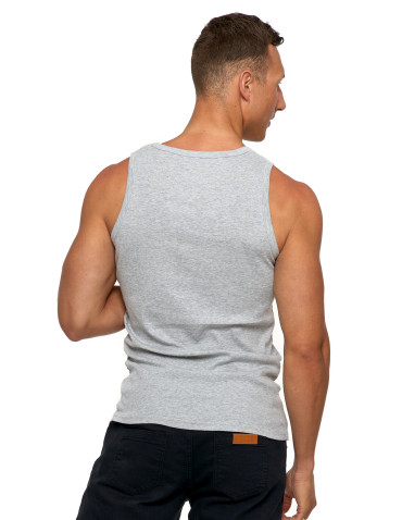 Podkoszulki - Podkoszulka męska bawełniana typu tank top na ramiączkach JASNY SZARY - produkt 2