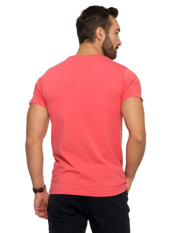 Koszulki, topy, koszule - Koszulka męska T-shirt bawełniana Premium okrągły dekolt KORALOWY - produkt 3