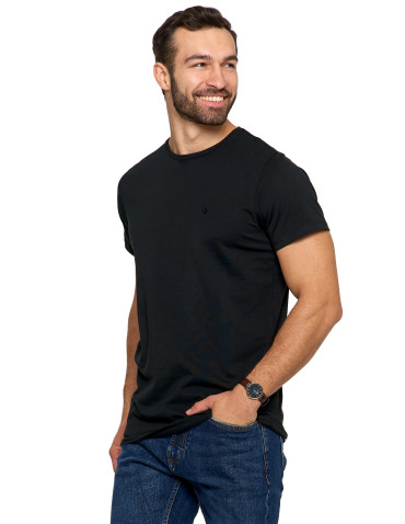 Koszulki, topy, koszule - Koszulka męska T-shirt bawełniana Premium okrągły dekolt CZARNY - produkt 1
