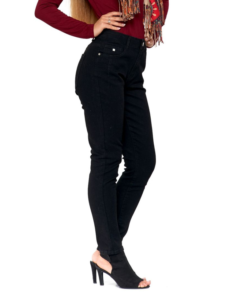 Spodnie - Spodnie damskie jeansowe mom fit CZARNY - produkt moraj.pl 1