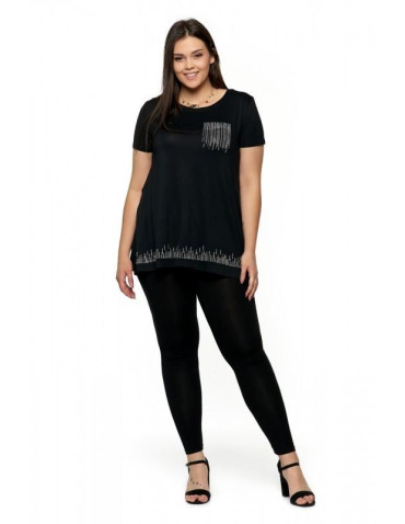 Kobieta - Klasyczne czarne legginsy damskie plus size peach touch CZARNY - produkt 1