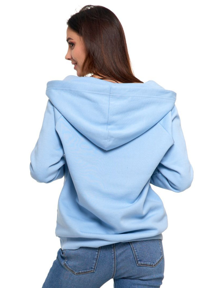 Bluzy - Bluza damska bawełniana z kapturem rozpinana NIEBIESKI - produkt moraj.pl 5