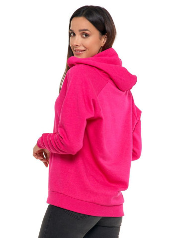Bluzy - Bluza damska bawełniana z kapturem rozpinana FUKSJA - produkt 2