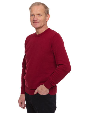 Swetry - Klasyczny sweter męski bawełniany BORDOWY - produkt 3