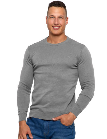 Swetry - Klasyczny sweter męski bawełniany SZARY - produkt 1