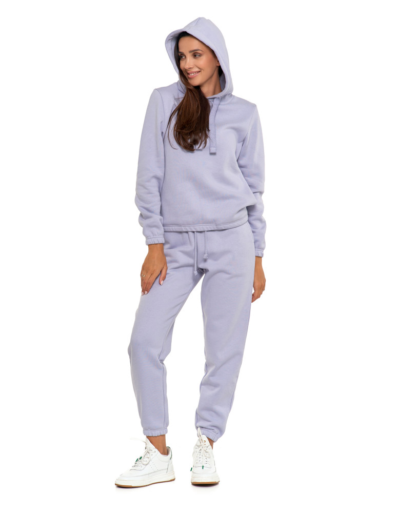 Bluzy - Bluza damska dresowa o luźnym kroju z kapturem FIOLETOWY - produkt moraj.pl 8