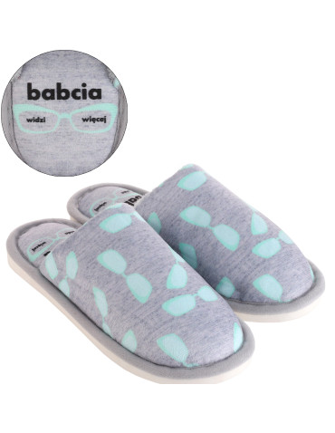 Kapcie i bambosze - Ciepłe kapcie domowe wsuwane prezent na Dzień Babci MIĘTA - produkt 2