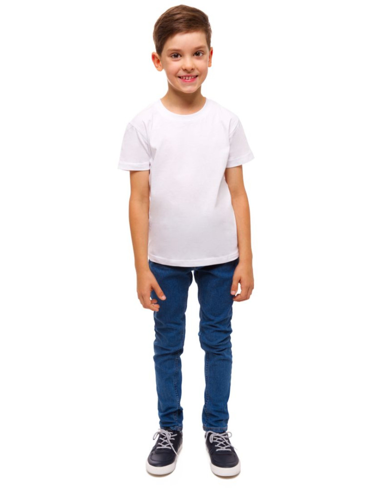 Chłopiec - Biała koszulka chłopięca T-shirt na WF dziecięcy BIAŁY - produkt moraj.pl 2