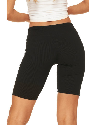Legginsy - Legginsy kolarki damskie w prążek wysoki stan CZARNY - produkt 3