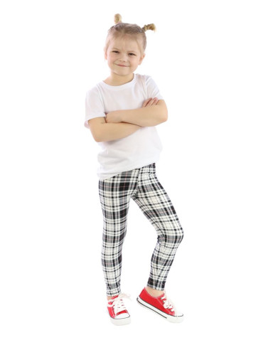 Dziewczynka - Legginsy dziecięce w kratkę, drobne kwiatki WZÓR 2 - produkt 1