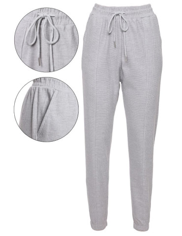 Spodnie - Eleganckie spodnie damskie z kieszeniami SZARY - produkt 6