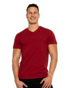 Koszulka męska bawełna Premium T-shirt dekolt w serek BORDOWY