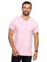Koszulka męska bawełna Premium T-shirt dekolt w serek RÓŻOWY