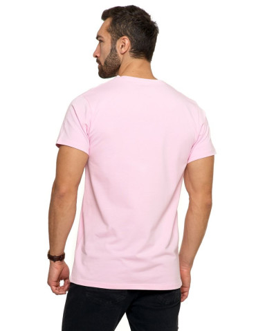 Koszulki, topy, koszule - Koszulka męska bawełna Premium T-shirt dekolt w serek RÓŻOWY - produkt 3