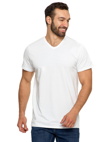 Koszulki, topy, koszule - Koszulka męska bawełna Premium T-shirt dekolt w serek BIAŁY - produkt 2