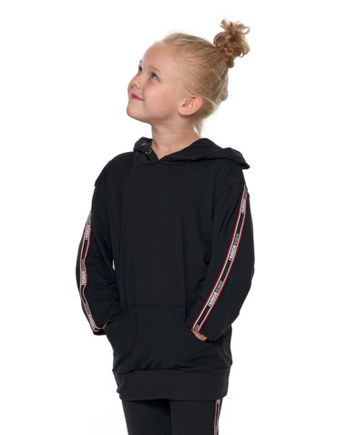 Dziewczynka - Bluza dziewczęca z kapturem CZARNY - produkt 1