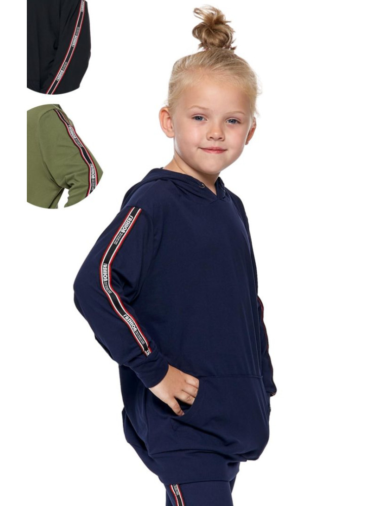 Dziewczynka - Bluza dziewczęca z kapturem GRANATOWY - produkt moraj.pl 1