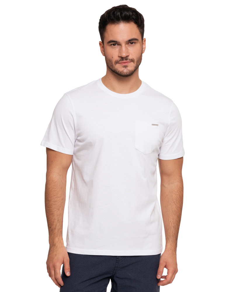Koszulki, topy, koszule - Koszulka męska T-shirt bawełniany z kieszonką BIAŁY - produkt moraj.pl 1