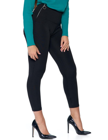Legginsy - Legginsy damskie z ozdobnym zamkiem z boku CZARNY - produkt 3