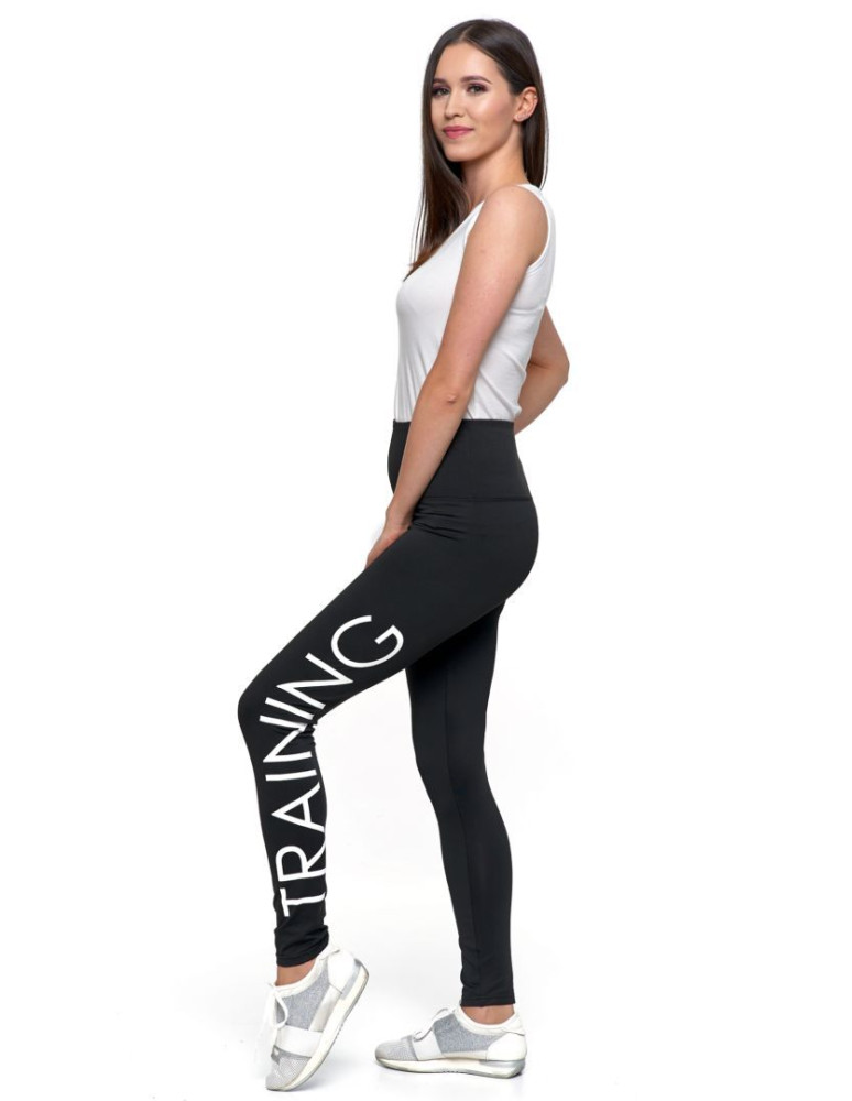Legginsy - Sportowe czarne legginsy damskie z wysokim stanem CZARNY - produkt moraj.pl 1