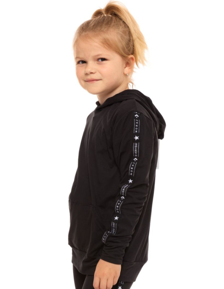Dziewczynka - Bluza młodzieżowa z kapturem z efektem peach touch CZARNY - produkt moraj.pl 1