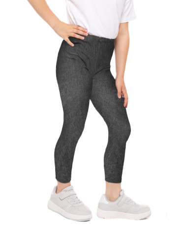 Dziewczynka - Legginsy dziecięce wzór a'la jeans CZARNY - produkt 1