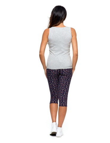Legginsy - Legginsy damskie 3/4 w kwiaty WZÓR 1 - produkt 2