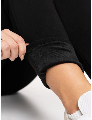 Legginsy - Ocieplane legginsy damskie z wysokim stanem czarne CZARNY - produkt 7