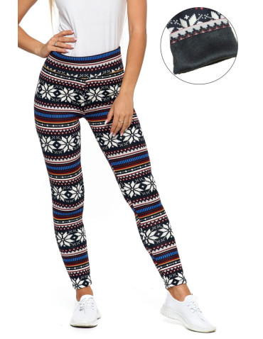 Legginsy - Ocieplane legginsy damskie w norweski wzór WZÓR 1 - produkt 1