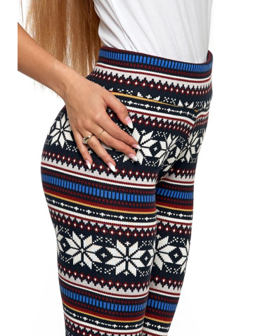 Legginsy - Ocieplane legginsy damskie w norweski wzór WZÓR 1 - produkt 7