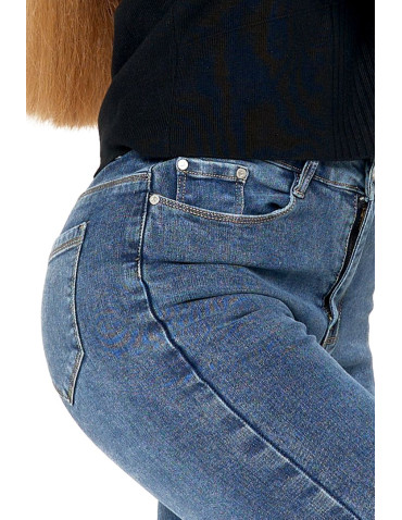 Spodnie - Jeansy spodnie damskie skinny z wysokim stanem NIEBIESKI - produkt 4