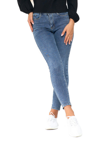 Spodnie - Jeansy spodnie damskie skinny z wysokim stanem JEANS - produkt 1