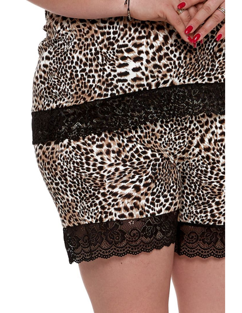 Krótki rękaw - Wiskozowa piżama damska dwuczęściowa w panterkę Plus Size WZÓR 1 - produkt moraj.pl 4