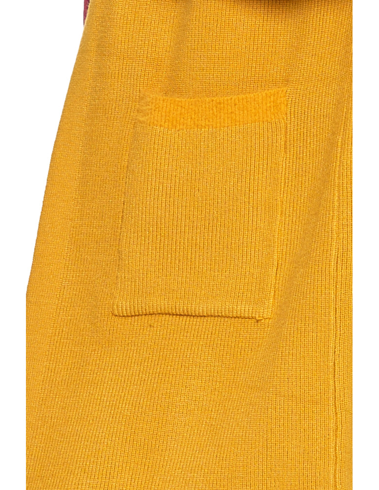 Swetry - Długi sweter damski kardigan z luźnymi rękawami ŻÓŁTY - produkt moraj.pl 10