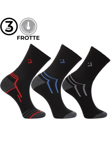 Długie - Ciepłe skarpety męskie długie Thermo Frotte czarne 3-pak WIELOKOLOROWY - produkt 6