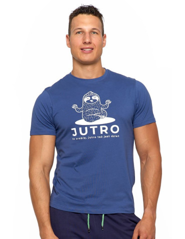 Koszulki, topy, koszule - Koszulka męska T-shirt z zabawnym nadrukiem leniwiec JEANS - produkt 1