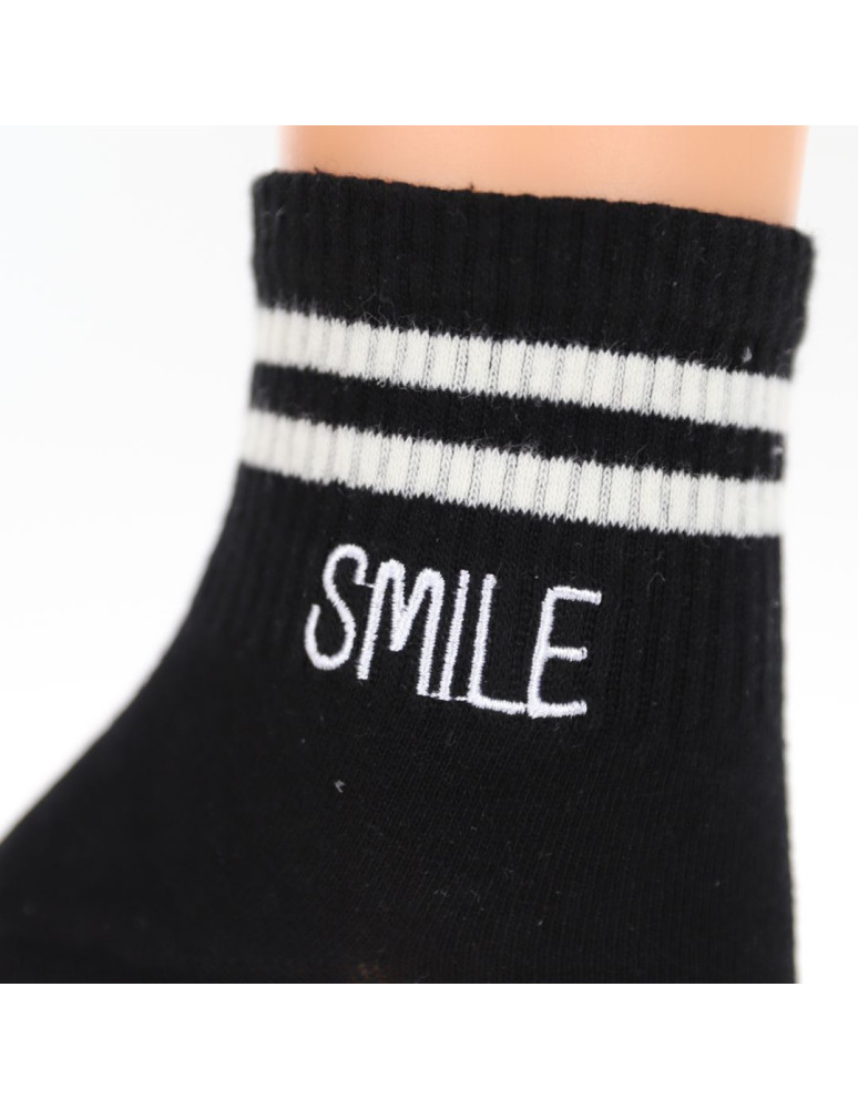 Za kostkę - Skarpety damskie krótkie 3/4 szeroki ściągacz smile 3-pak WIELOKOLOROWY - produkt moraj.pl 3