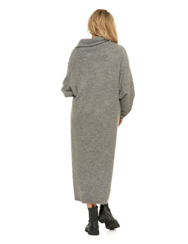 Sukienki - Swetrowa sukienka damska oversize z golfem SZARY - produkt 3