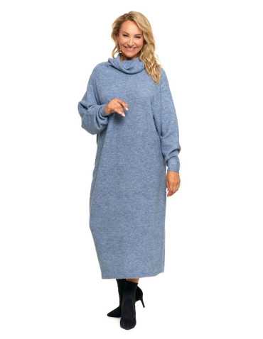 Sukienki - Swetrowa sukienka damska oversize z golfem GRANATOWY - produkt 2