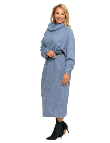 Sukienki - Swetrowa sukienka damska oversize z golfem GRANATOWY - produkt 10