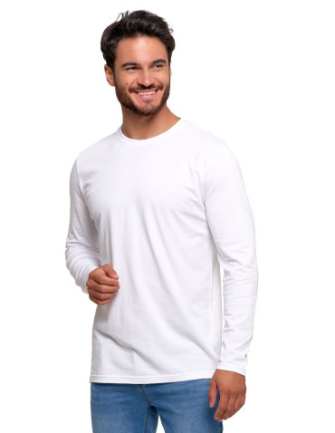 Koszulki, topy, koszule - Longsleeve koszulka męska bawełniana z długim rękawem BIAŁY - produkt 2